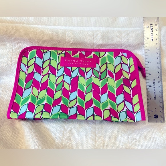 Trina Turk for Clinique Makeup Bag Set Pink, Green Blue Leaf Pattern - Picture 7 of 11